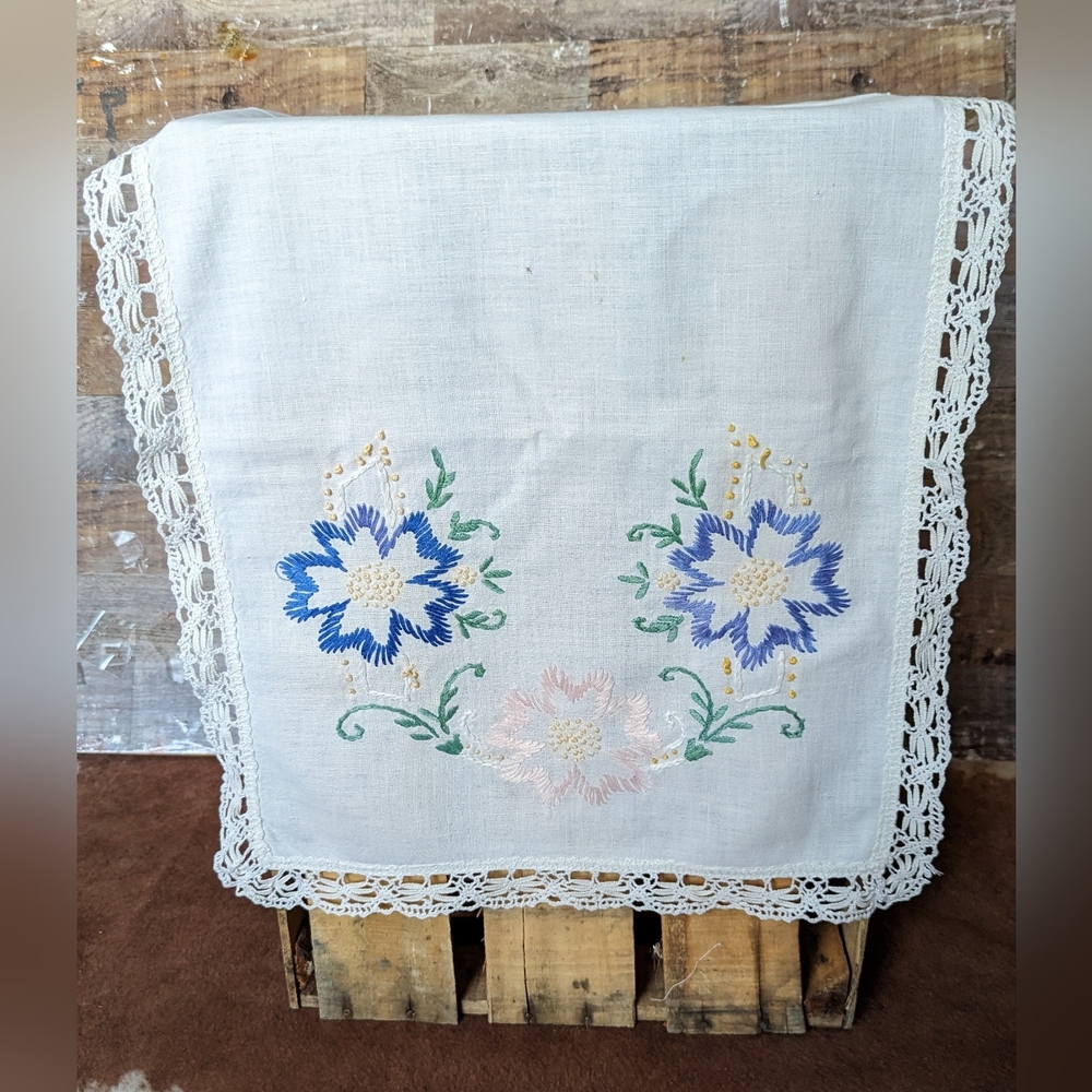 Antique Embroidered Table Runner